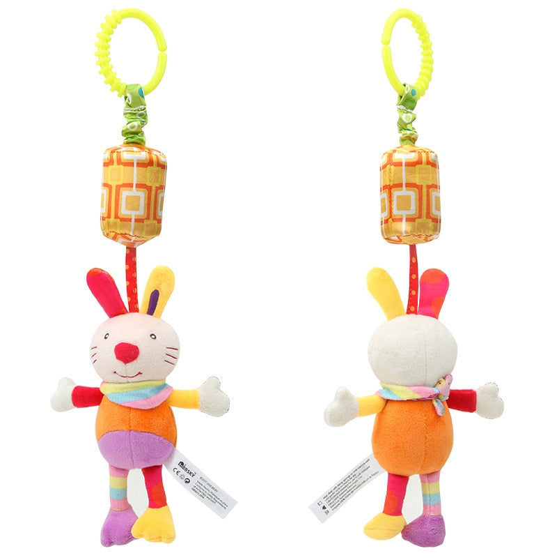 Baby Rattles Toys 0-12 Months Bed Stroller Infant Mobile Hanging Cartoon Newborn Puppy Bee Plush Toys Boys Girls