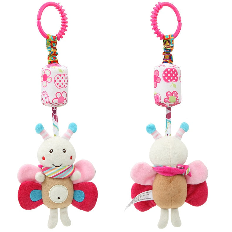Baby Rattles Toys 0-12 Months Bed Stroller Infant Mobile Hanging Cartoon Newborn Puppy Bee Plush Toys Boys Girls