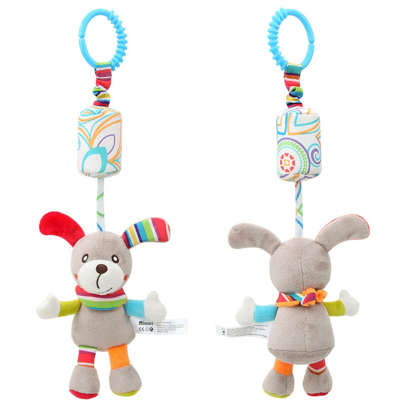 Baby Rattles Toys 0-12 Months Bed Stroller Infant Mobile Hanging Cartoon Newborn Puppy Bee Plush Toys Boys Girls