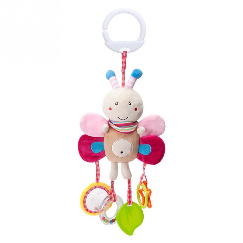 Baby Rattles Toys 0-12 Months Bed Stroller Infant Mobile Hanging Cartoon Newborn Puppy Bee Plush Toys Boys Girls