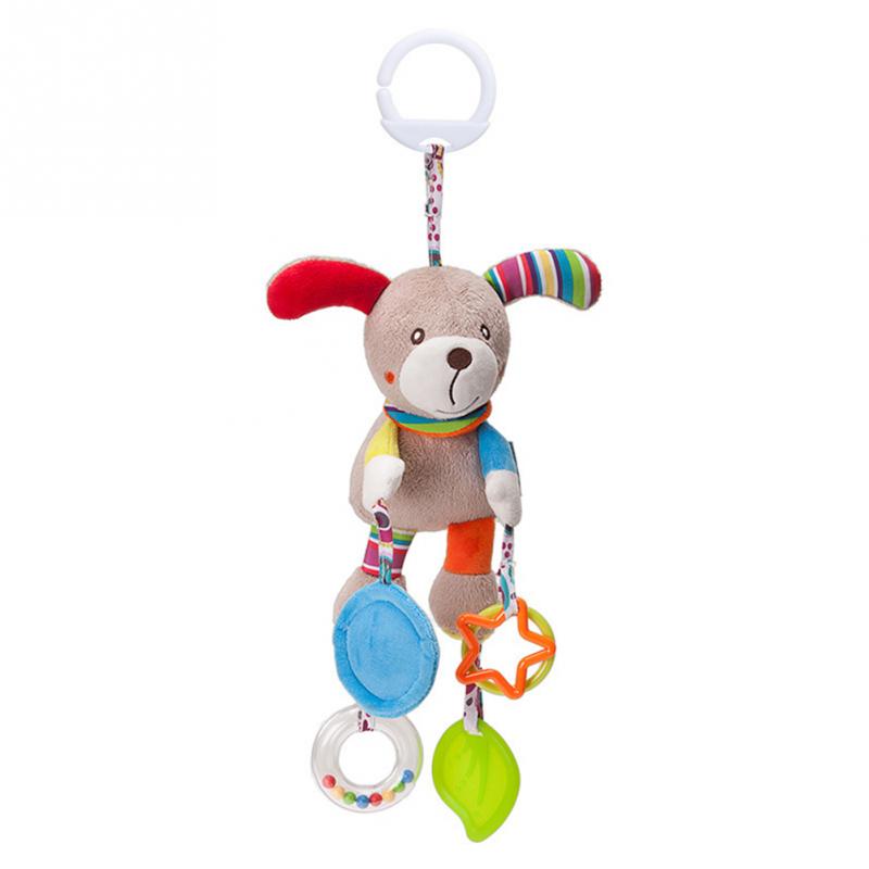 Baby Rattles Toys 0-12 Months Bed Stroller Infant Mobile Hanging Cartoon Newborn Puppy Bee Plush Toys Boys Girls