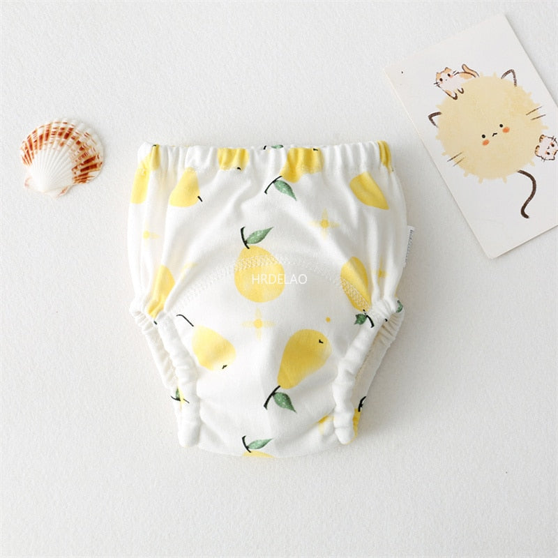 Baby Cartoon Cotton Animal Bear Squirrel Vegetable Waterproof Diaper Pockets Diapers Training Pants Gauze Diaper Learning Pants