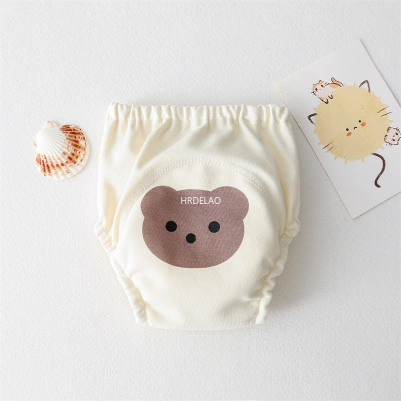 Baby Cartoon Cotton Animal Bear Squirrel Vegetable Waterproof Diaper Pockets Diapers Training Pants Gauze Diaper Learning Pants