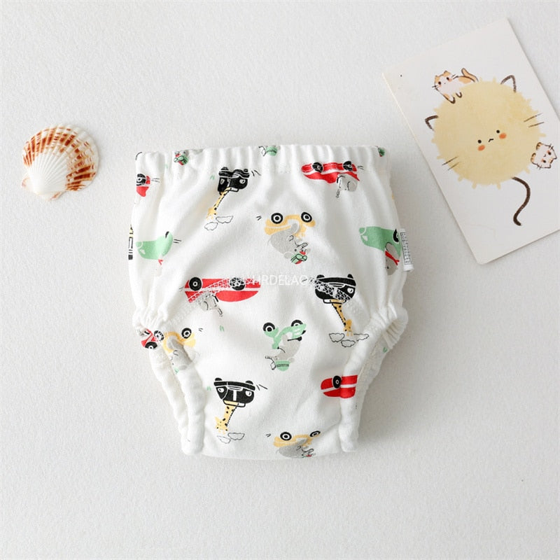 Baby Cartoon Cotton Animal Bear Squirrel Vegetable Waterproof Diaper Pockets Diapers Training Pants Gauze Diaper Learning Pants