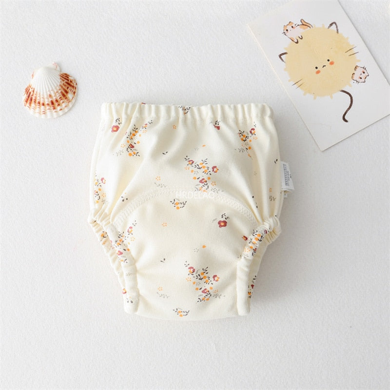 Baby Cartoon Cotton Animal Bear Squirrel Vegetable Waterproof Diaper Pockets Diapers Training Pants Gauze Diaper Learning Pants