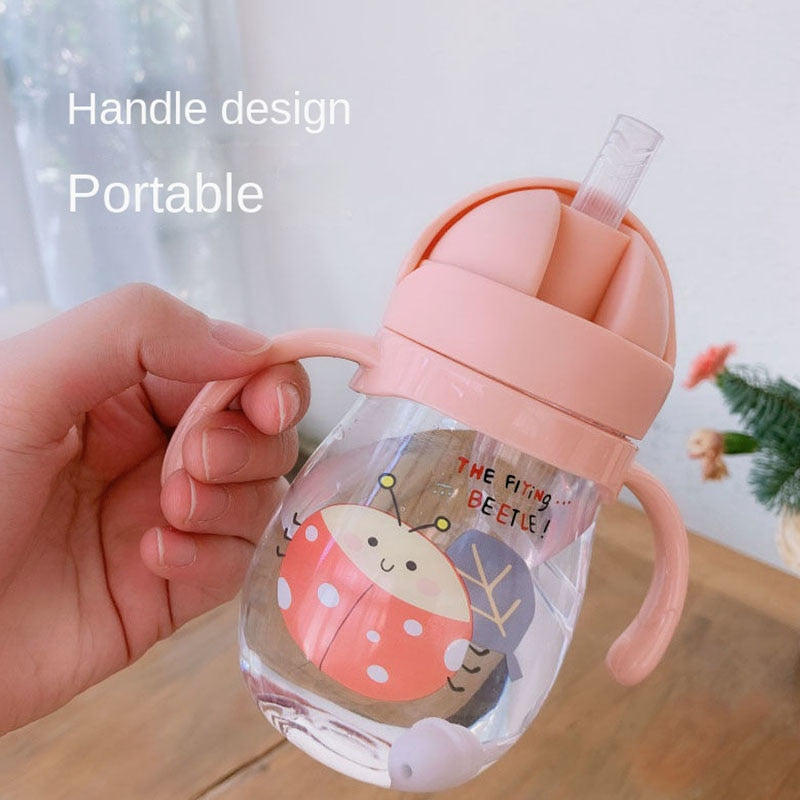 350ml Baby Bottles Drinking Cup Feeding Bottle With Straw Gravity Ball Wide-Caliber Kids Drinking Milk Water Dual-Use Bottle