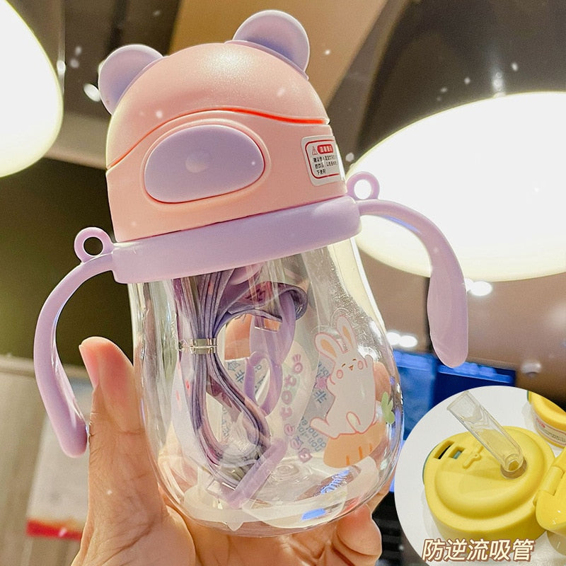 350ml Baby Bottles Drinking Cup Feeding Bottle With Straw Gravity Ball Wide-Caliber Kids Drinking Milk Water Dual-Use Bottle